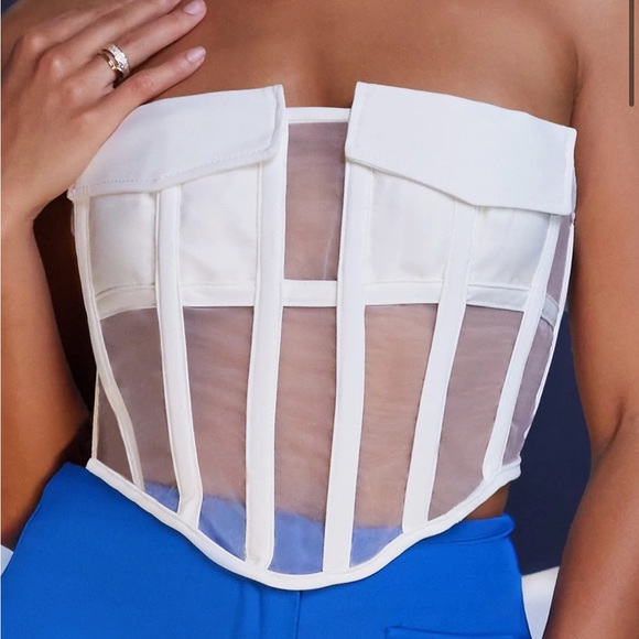club london Tops - BRAND NEW Club London White sheer Corset top in US 4